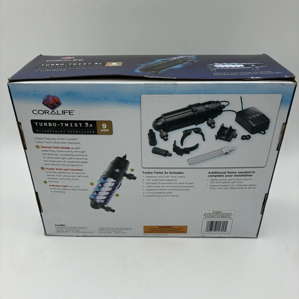 Coralife Turbo Twist Ultra Violet Sterilizer Fresh & Salt Water 125 Gal